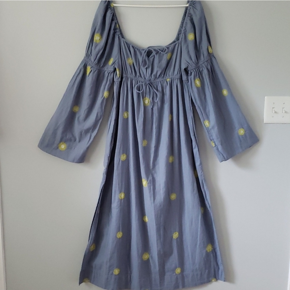 Free People Emory Embroidered Cotton-Linen Blend Maxi Dress size L - Picture 5 of 10